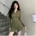 Slim fit zipper jumpsuit